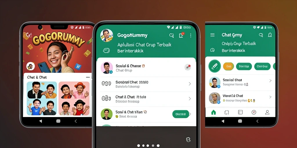 Tampilan antarmuka GOGORUMMY dengan fitur Chat Grup yang menarik.
