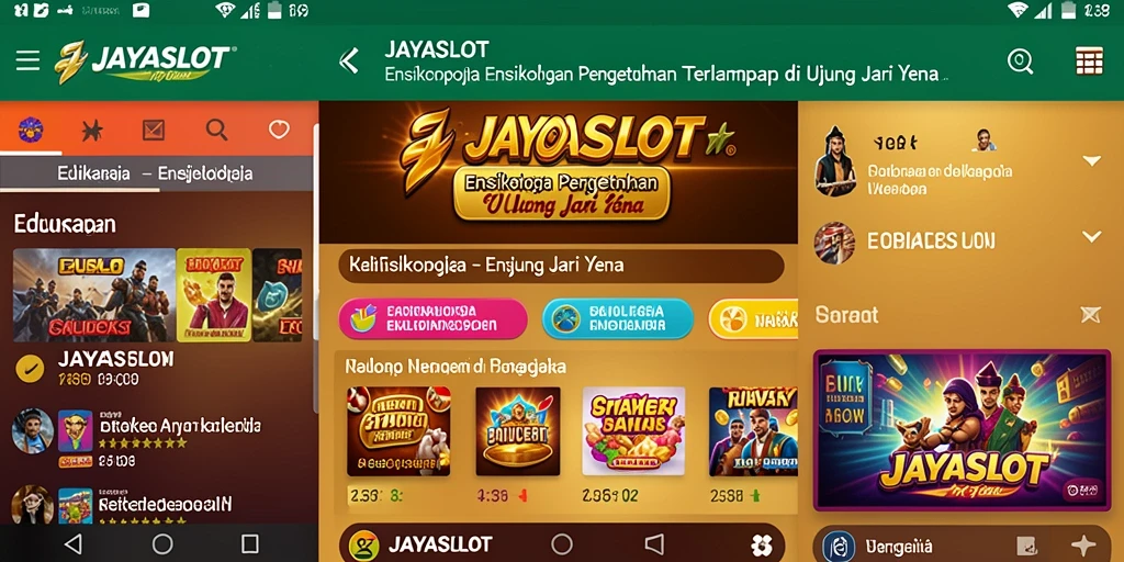 Tampilan antarmuka JAYASLOT yang menarik dan informatif.