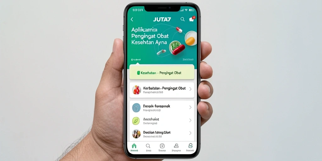 Antarmuka JUTA7 menampilkan fungsi Pengingat Obat yang intuitif.