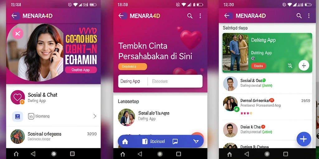 Antarmuka pengguna MENARA4D yang menarik dan fungsional untuk mencari pasangan.