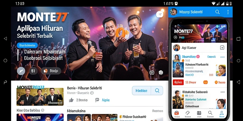 Screenshot utama MONTE77 menampilkan antarmuka modern dan berita hiburan selebriti.