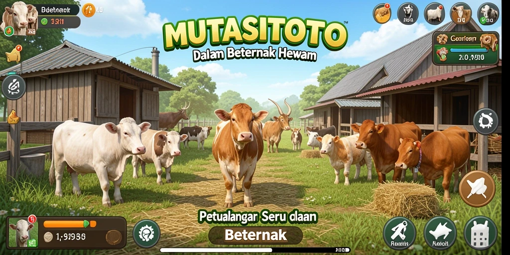 Tampilan antarmuka permainan Beternak yang menarik dan interaktif.