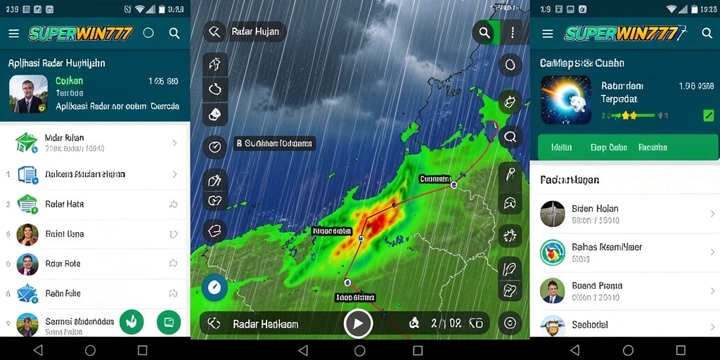 Tampilan antarmuka SUPERWIN777 yang menampilkan fungsi Radar Hujan.