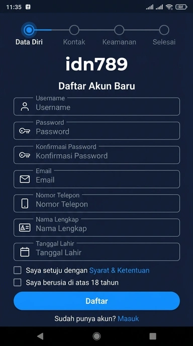 Panduan Registrasi Akun idn789 untuk Android